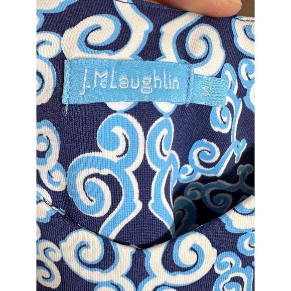 J. McLaughlin Maxi Dress Catalina Cloth Blue Geometric Print Stretch S Coastal - Picture 10 of 10
